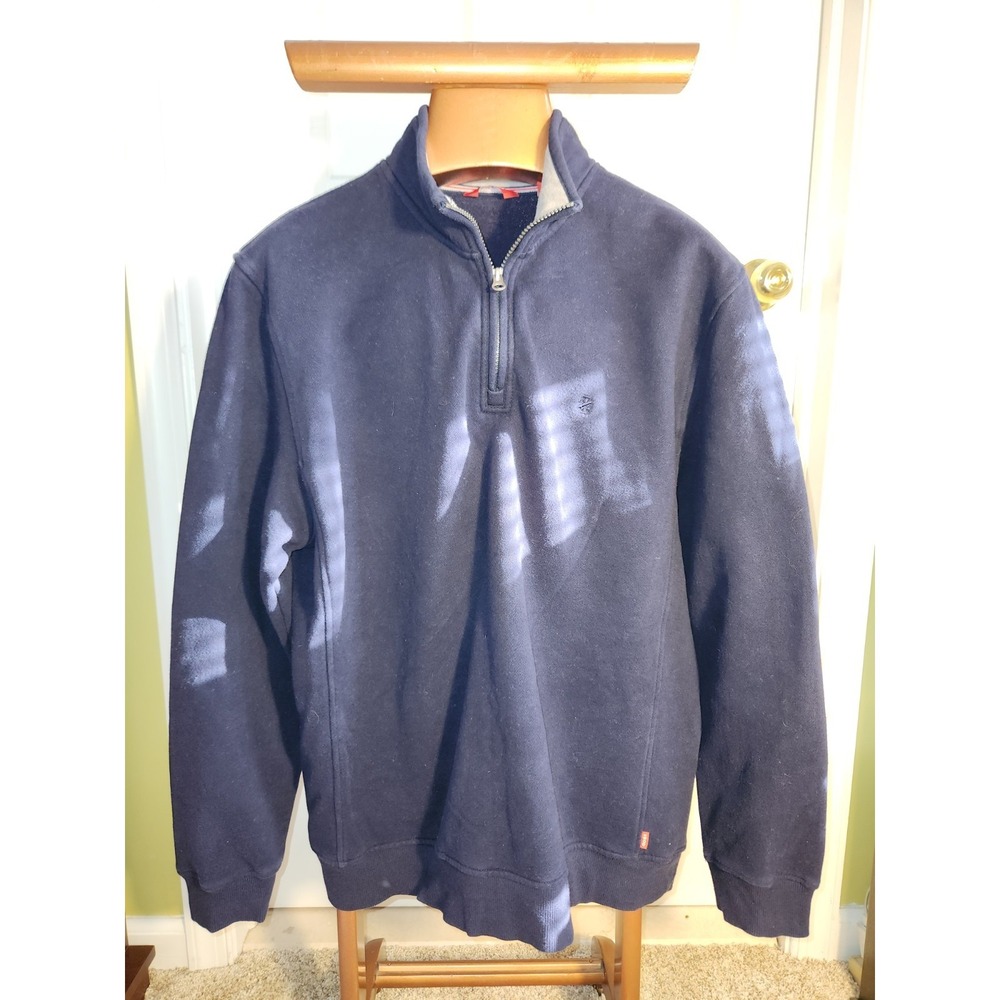 Izod Men's 1/4‎ Zip Pullover Navy Blue Size L With Embroidered Logo
